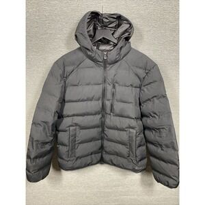 Topman Puffer Full Zip Up Black Jacket Size Large